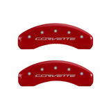 MGP 4 Caliper Covers Engraved Front & Rear C7/Corvette Red finish silver ch - 13009SCV7RD