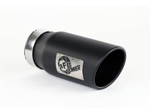 aFe Power Diesel Exhaust Tip Black- 4 in In x 5 out X 12 in Long Bolt On (Right) - 49T40501-B12