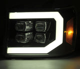 AlphaRex 07-13 GMC 1500HD NOVA LED Proj Headlights Plank - Jet Black w/Activ Light/Seq Signal/DRL - 880608