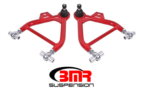 BMR 79-93 Fox Mustang Lower A-Arms (Coilover Only) w/ Adj. Rod End and STD. Ball Joint - Red - AA036R