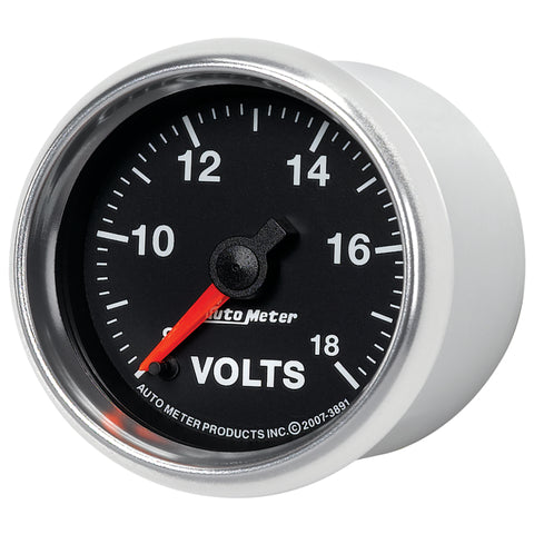 Autometer GS Series 2-1/16in Voltmeter 18V Electrical Gauge Full Sweep - 3891