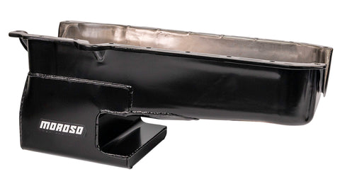 Moroso 86-Up Chevrolet Small Block (w/1 Piece Rear Main Seal) Wet Sump 6qt 9in Steel Oil Pan - Black - 20212