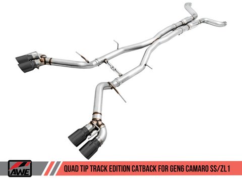 AWE Tuning 16-19 Chevy Camaro SS Resonated Cat-Back Exhaust -Track Edition (Quad Diamond Black Tips) - 3015-43112