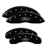 MGP 4 Caliper Covers Engraved Front & Rear Oval logo/Ford Black finish silver ch - 10220SFRDBK