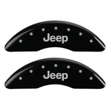 MGP 4 Caliper Covers Engraved Front JEEP Engraved Rear JEEP Grill logo Black finish silver ch - 42012SJPLBK