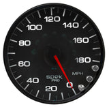 Autometer Spek-Pro Gauge Speedometer 5in 180 Mph Elec. Programmable Black/Black - P23032