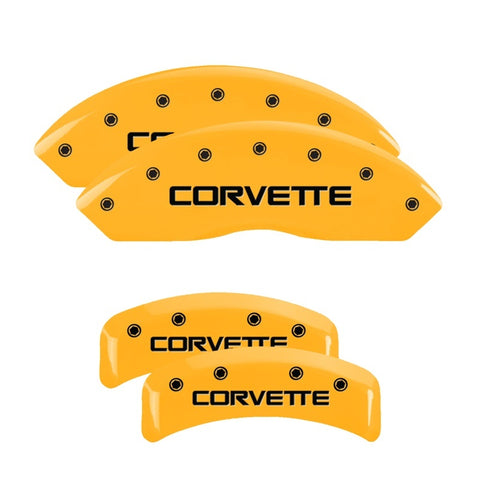 MGP 4 Caliper Covers Engraved F & R C4/Corvette Yellow Finish Black Char 1988 Chevrolet Corvette - 13013SCV4YL