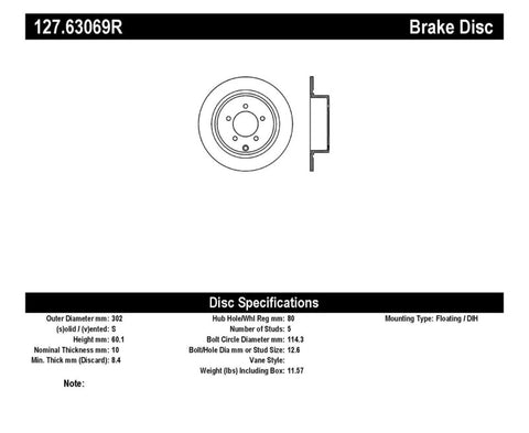 StopTech Slotted & Drilled Sport Brake Rotor - 127.63069R