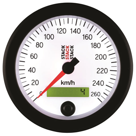 Autometer Stack Instruments 88MM 0-260 KM/H Programmable Speedometer - White - ST3852