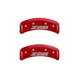 MGP 4 Caliper Covers Engraved Front Gen 4/Camaro Engraved Rear Gen 4/Z28 Red finish silver ch - 14026SZ84RD