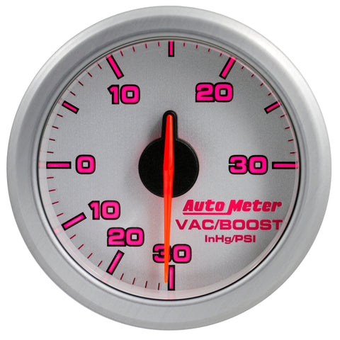 Autometer Airdrive 2-1/6in Boost/Vac Gauge 30in HG/30 PSI - Silver - 9159-UL