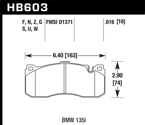 Hawk BMW 135i HPS Street Front Brake Pads - HB603F.616