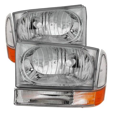 Xtune Ford F250/350/450 Superduty 99-04 Crystal Headlights w/ Bumper Lights HD-JH-FF25099-AM-C - 9025419