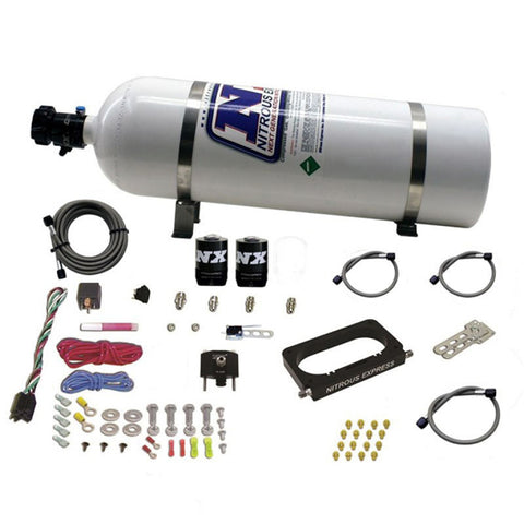 Nitrous Express 96-04 Ford Mustang Cobra/Mach 1 4 Valve Nitrous Kit (50-300HP) w/15lb Bottle - 20950-15