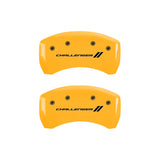 MGP 4 Caliper Covers Engraved F & R Stripes/Challenger Yellow Finish Black Char 2006 Dodge Charger - 12005SCL1YL