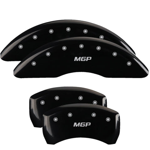 MGP 4 Caliper Covers Engraved Front & Rear MGP Black Finish Silver Char 2016 Buick Regal - 49012SMGPBK