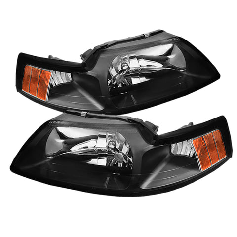 Xtune Ford MUStang 99-04 OEM Amber Headlights Black HD-JH-FM99-AM-BK - 5064349