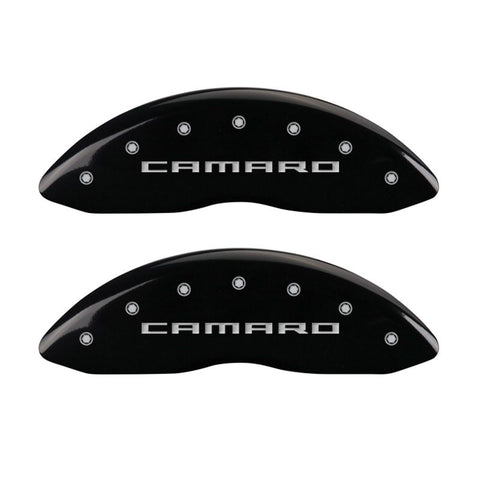 MGP 4 Caliper Covers Engraved Front & Rear Gen 5/Camaro Black finish silver ch - 14036SCA5BK