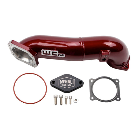 Wehrli 11-16 LML Duramax Passenger Side Upper Crossover Intercooler Pipe Kit - WCFab Red - WCF100328-RED