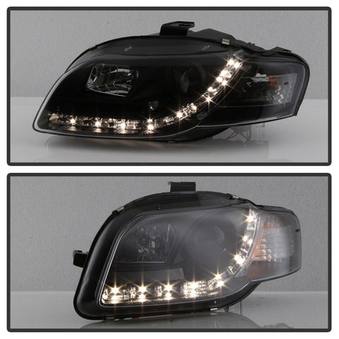 Spyder Audi A4 06-08 Projector Headlights Halogen Model Only - DRL Black PRO-YD-AA405-DRL-BK - 5008572