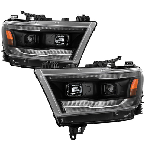 Spyder Dodge Ram 19-20 Halogen Model Projector Headlights Chrome PRO-YD-DR19HALSI-SEQ-BK - 5087393