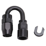 Russell Performance 5/16in SAE Quick Disc Female to -6 Hose Black 180 Degree Hose End - 611283