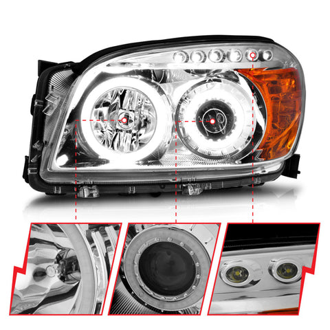 ANZO 2006-2008 Toyota Rav4 Projector Headlights w/ Halo Chrome (CCFL) - 111121