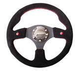 NRG Reinforced Steering Wheel (320mm) Blk Suede w/Dual Buttons - RST-007S