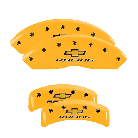 MGP 4 Caliper Covers Engraved F & R Chevy Racing Yellow Finish Black Char 1988 Chevrolet Corvette - 13013SBRCYL