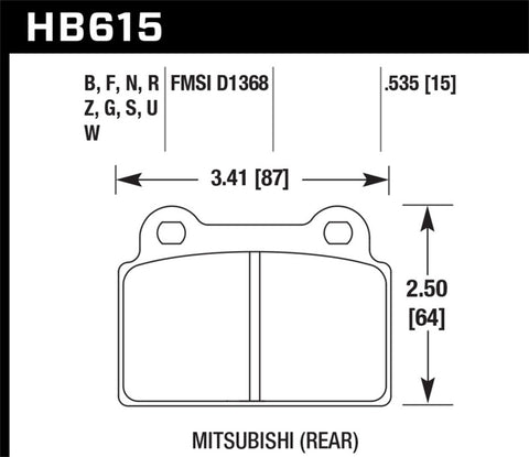 Hawk 08-10 Mitsubishi Lancer Evo X DTC-70 Race Rear Brake Pads - HB615U.535