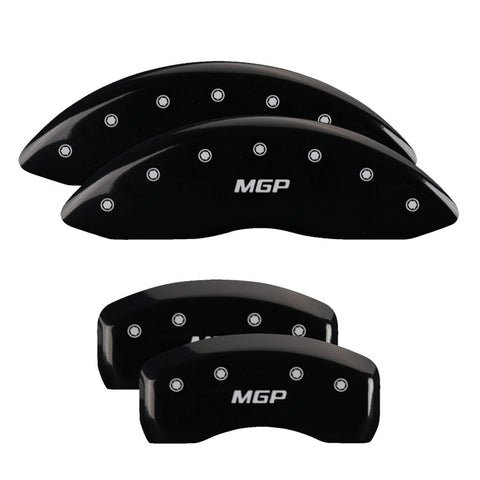 MGP 4 Caliper Covers Engraved Front & Rear MGP Black Finish Silver Characters 2018 Kia Optima - 21192SMGPBK