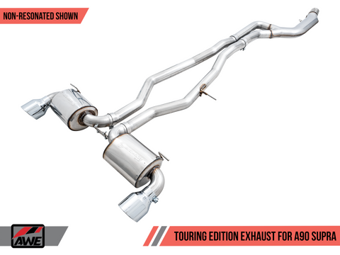 AWE 2020 Toyota Supra A90 Non-Resonated Touring Edition Exhaust - 5in Diamond Black Tips - 3020-33072