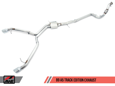 AWE Tuning Audi B9 A5 Track Edition Exhaust Dual Outlet - Chrome Silver Tips (Includes DP) - 3020-32032