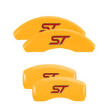 MGP 4 Caliper Covers Engraved Front & Rear No bolts/ST Yellow finish black ch - 10236SST1YL