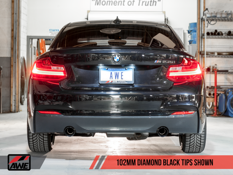 AWE Tuning BMW F22 M235i / M240i Touring Edition Axle-Back Exhaust - Diamond Black Tips (102mm) - 3010-33034