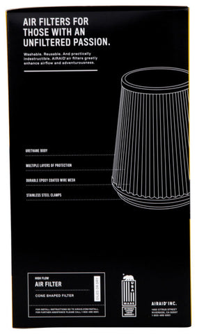 Airaid Universal Air Filter - Cone 4in Flange x 6in Base x 4-5/8in Top x 9in Height - Synthaflow - 704-471