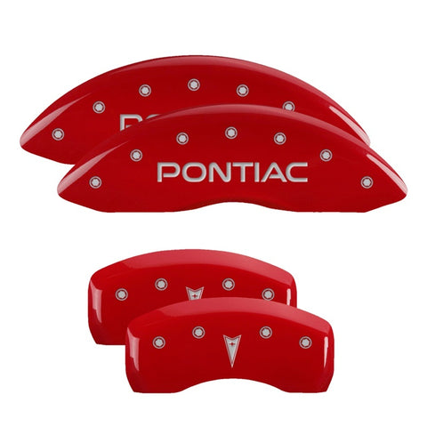 MGP 4 Caliper Covers Engraved Front Pontiac Engraved Rear G6 Red finish silver ch - 18025SPG6RD