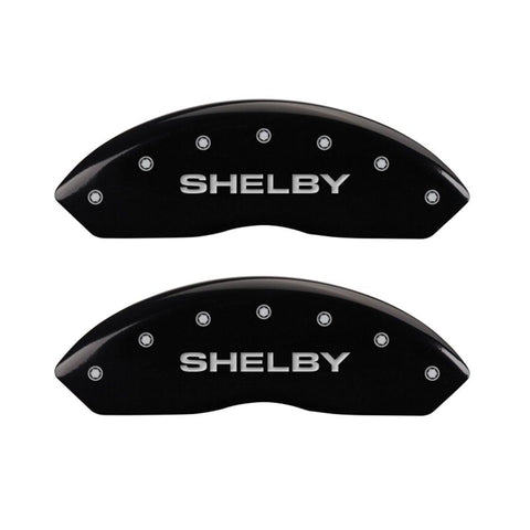 MGP 4 Caliper Covers Engraved Front Shelby Engraved Rear Tiffany Snake Black finish silver ch - 10197SSBYBK