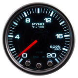 Autometer Spek-Pro Gauge Pyro. (Egt) 2 1/16in 2000f Stepper Motor W/Peak & Warn Blk/Smoke/Blk - P31052