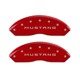 MGP 4 Caliper Covers Engraved Front Mustang Engraved Rear 50 Red finish silver ch - 10198SM50RD