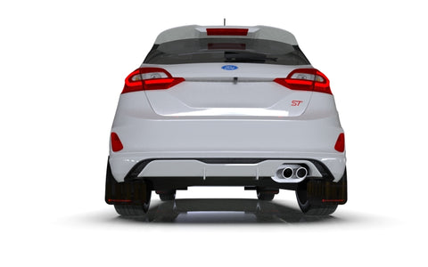 Rally Armor 18-22 Ford Fiesta ST MK8 Black UR Mud Flap w/ White Logo - MF60-UR-BLK/WH