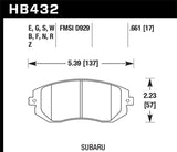 Hawk 03-05 WRX / 08 WRX / 09 Legacy 2.5i NA ONLY D929 HPS Street Front Brake Pads - HB432F.661