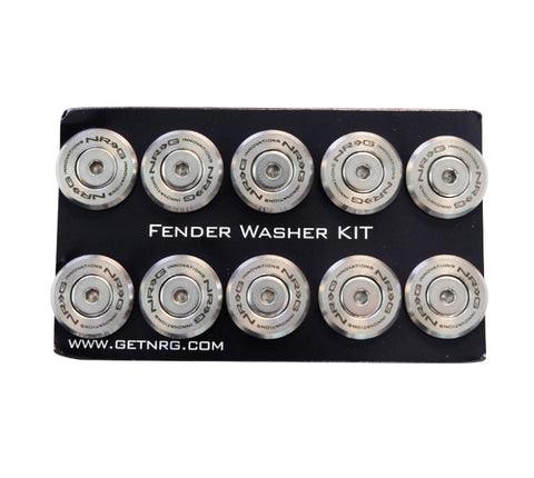 NRG M-Style Fender Washer Kit (TI Series) M6 Bolts For Plastic (Silver Wshr/Silver Scrw) - Set of 10 - FW-300SS