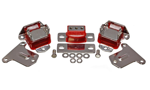 Energy Suspension 69-71 Camaro / 70-73 Monte Carlo Red Motor and Transmision Mounts; Chrome Finish - 3.1134R
