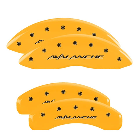 MGP 4 Caliper Covers Engraved F & R Avalanche Yellow Finish Black Char 2000 Chevrolet Silverado 2500 - 14048SAVLYL