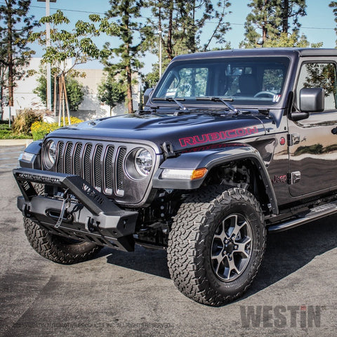 Westin 18-19 Jeep Wrangler JL Stubby Front Bumper - Textured Black - 59-80085