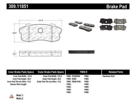 StopTech Performance 06-09 Chvy Corvette Z06 Rear Brake Pads - 309.11851