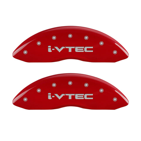 MGP 4 Caliper Covers Engraved Front & Rear i-Vtec Red finish silver ch - 39013SIVTRD