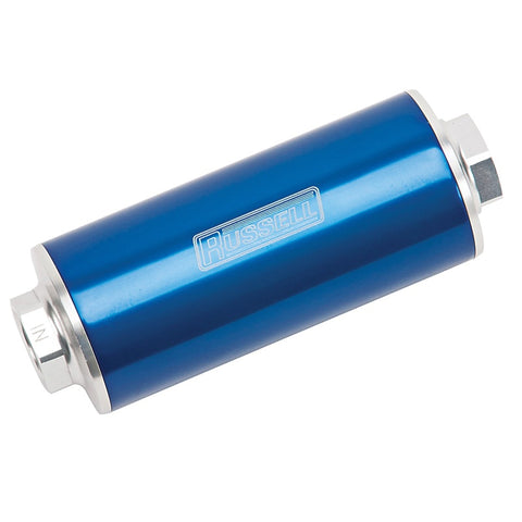 Russell Performance Profilter Fuel Filter 6in Long 10 Micron -10AN Inlet -10AN Outlet - Blue - 649252