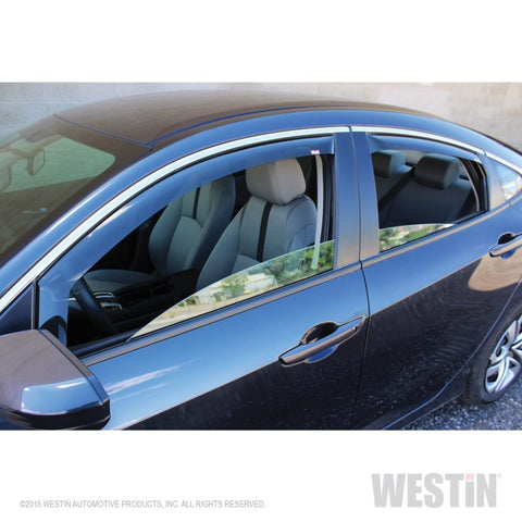 Westin 2016-2018 Honda Civic Sedan Wade In-Channel Wind Deflector 4pc - Smoke - 72-44493